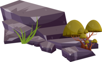 Desert rock with plants png