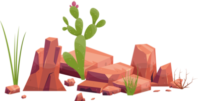 Wüste Felsen mit Pflanzen png