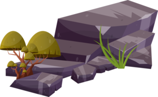 Desert rock with plants png