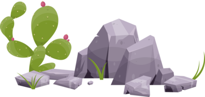 Desert rock with plants png