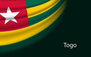 Wave flag of Togo on dark background. vector