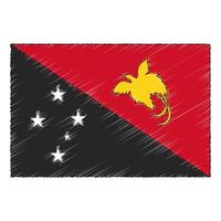 Hand drawn sketch flag of Papua New Guinea. doodle style icon vector