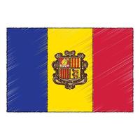 Hand drawn sketch flag of Andorra. doodle style icon vector