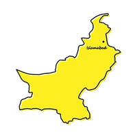 sencillo contorno mapa de Pakistán con capital ubicación vector