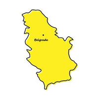 sencillo contorno mapa de serbia con capital ubicación vector