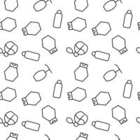 Vector seamless pattern of bottle of perfume, gel, foam on white background. It can be used for textile, backgrounds, placards