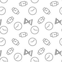 Seamless vector monochrome pattern of clock, hourglass, wristwatch for covers, shops, wrappers, sites, apps