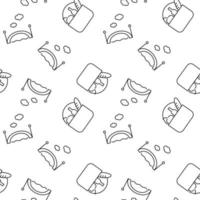 Seamless monochrome repeating pattern of picnic and bridge over river vector