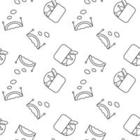 Seamless monochrome repeating pattern of picnic and bridge over river vector