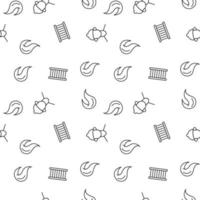 Vector seamless pattern of firefighter, ladder, fire, emergency exit on white background. It can be used for printing on various surfaces