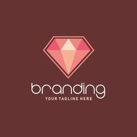 ruby diamond logo, red crystal logo design, jewelry business logo illustration vector