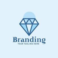 diamond logo design, blue sapphire business logo, line art illustration of cute blue diamond vector