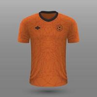 Realistic soccer shirt , Netherlands home jersey template for football kit. vector