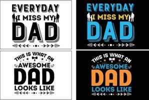 Father t shirt design set or fathers day t shirt design set vector