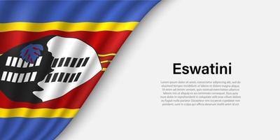 Wave flag of Eswatini on white background. vector