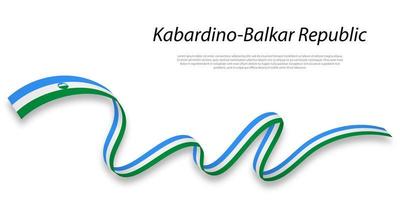 Waving ribbon or stripe with flag of Kabardino-Balkar Republic vector