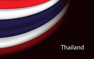 ola bandera de tailandia en oscuro antecedentes. bandera o cinta vector