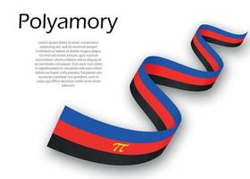 Waving ribbon or banner with Polyamory pride flag vector