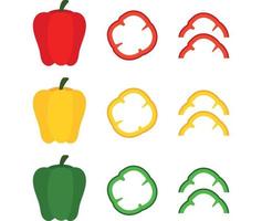 Set of bell pepper or paprika in different forms and colors vector illustration