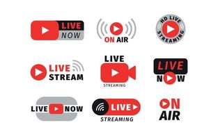 Youtube Live Streaming Label Set vector