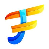 colorful letter f gradient logo design vector