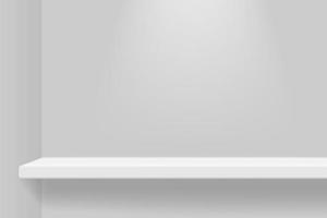 Empty white color shelf with shadow background. vector