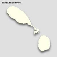 3d isometric map of Saint Kitts and Nevis isolated with shadow vector