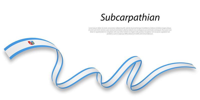 Waving ribbon or stripe with flag of Subcarpathian