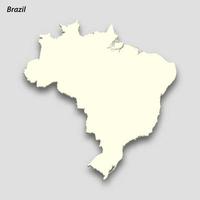 3d isométrica mapa de Brasil aislado con sombra vector