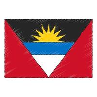 Hand drawn sketch flag of Antigua and Barbuda. doodle style icon vector