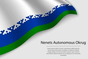 Wave flag of Nenets Autonomous Okrug is a region of Russia. vector