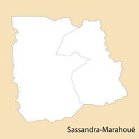 alto calidad mapa de sassandra-marahoue es un región de Marfil costa vector