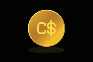 Gold coin dollar canada currency money icon sign or symbol vector