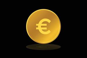 Vector gold coin euro currency money icon sign or symbol