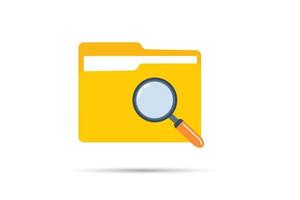 Vector folder icon with magnifying document search file scanning icon