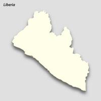 3d isometric map of Liberia isolated with shadow vector