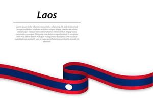 Waving ribbon or banner with flag of Laos vector