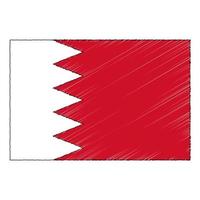 Hand drawn sketch flag of Bahrain. Doodle style icon vector