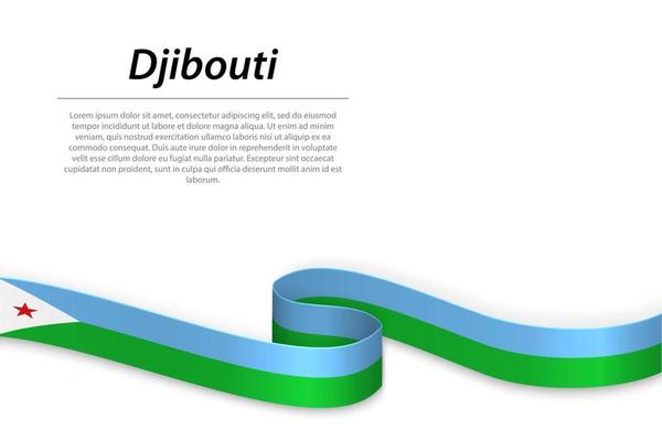 Waving ribbon or banner with flag of Djibouti