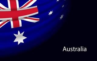 Wave flag of Australia on dark background. vector