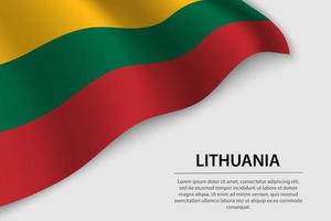 Wave flag of Lithuania on white background. Banner or ribbon vec vector