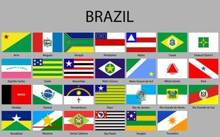 todas banderas de estados de Brasil. vector