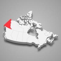 Yukon region location within Canada 3d map vector