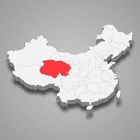 provincia ubicación dentro China 3d mapa modelo para tu diseño vector