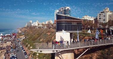 Aerial view of the coast and the city of Netanya in Israel video