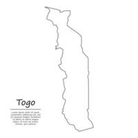 Simple outline map of Togo, silhouette in sketch line style vector