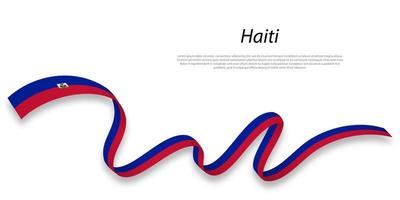 Waving ribbon or banner with flag of Haiti. vector