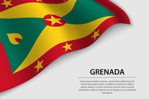 Wave flag of Grenada on white background. Banner or ribbon vecto vector