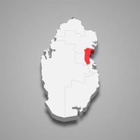 Al Daayen region location within Qatar 3d map vector