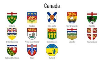 Saco de brazos de el provincias de Canadá, todas canadiense regiones em vector